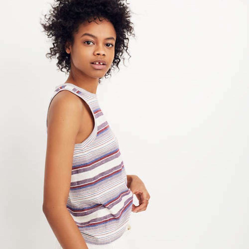 Madewell Carita Stripe Tank Top XS Blue Red